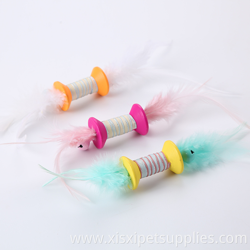 cat roller toy new color pet running toy with feather and bell